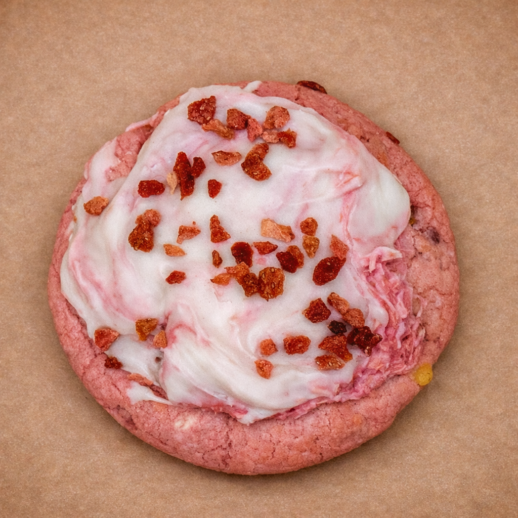 Desert Rose strawberry cream and white chocolate kunafa cookie — available in the Dubai House Build Your Box