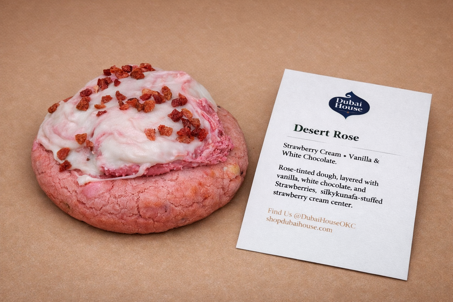 Desert Rose  (LIMITED TIME ONLY) — Strawberry • Vanilla & White Chocolate (Stuffed Kunafa)