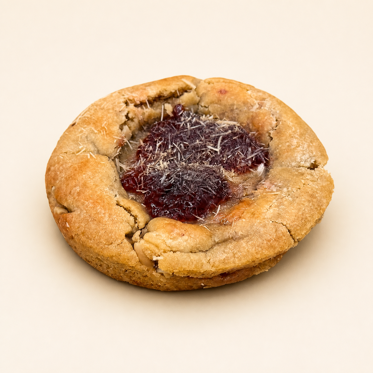 The Reunion peanut butter and grape jelly kunafa-stuffed cookie by Dubai House, angled view
